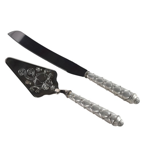 [103001052] Quilt/Stones Cake Knife/Server (Black,Ebony/Stainless Steel)