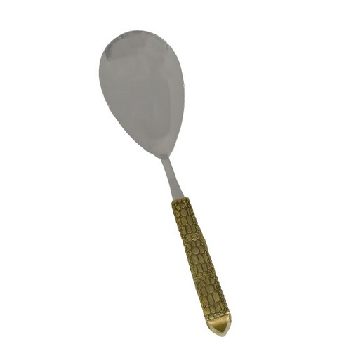 [101003193] Rice Laddle Croco Gold Plated Handle (Green,25.5cm, Metal/Strass)