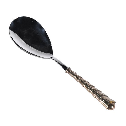 [103002055] Rice Laddle Neptune Gold Plated Handle (Green,25.5cm, Metal/Strass)