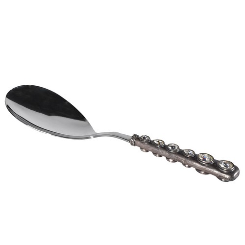 [103001077] Rice Laddle White Crystals (Green,25.5cm, Metal/Strass)