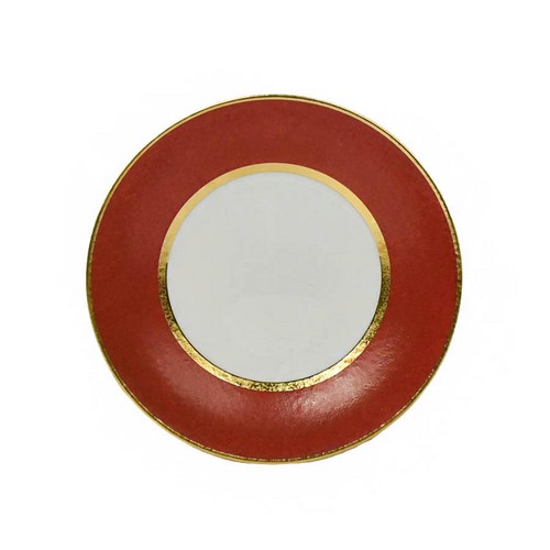 [1010011247] Rouge Dessert Plate (Gold Trim,DIA 23 CM, Porcelain)