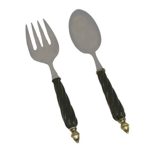 [103001014] S/2 Bone Serving Pieces Piece Black (Gold,)