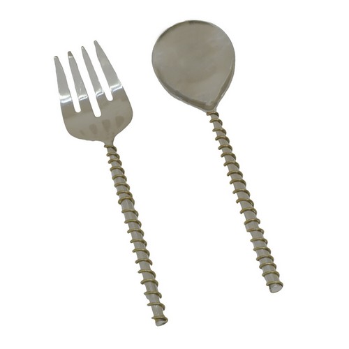 [103001035] S/2 Brass Thread Serving Set (Red,6x27.5 cm, Stainless Steel)