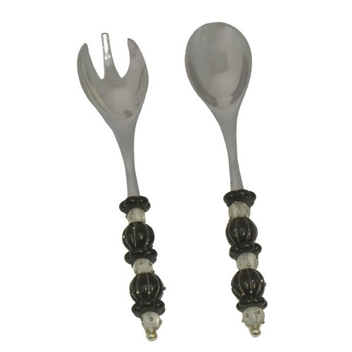 [103001037] S/2 Cvts Salade Manche Noir (Salad Server) (Bronze,16x28xl7H cm, Metal)