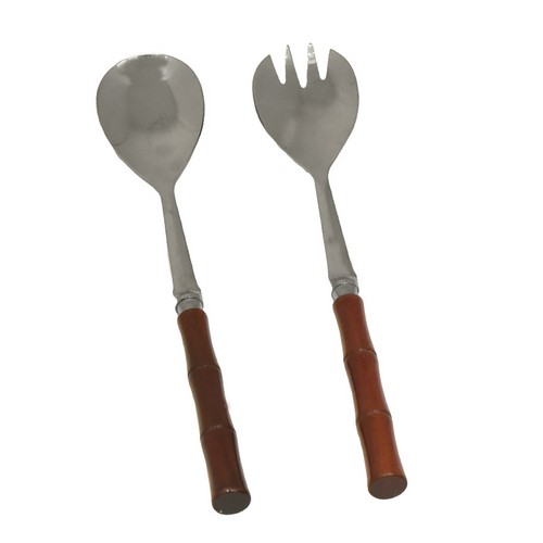 [103002050] S/2 Salad Server Cccv Couleur Borneo Rouge (Black,Ebony/Stainless Steel)