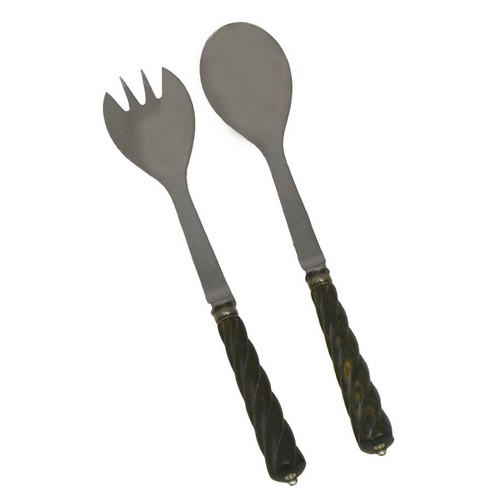 [103001038] S/2 Salad Server Mistral Black (Gold/Steel,23.5cm, Metal)