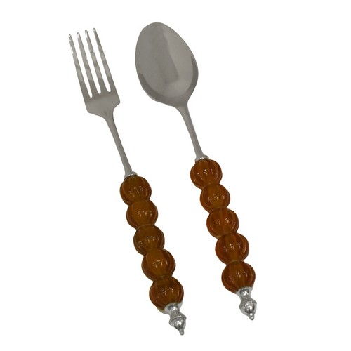 [103001024] S/2 Salad Serving Honey (Silver/Cream,28x6  28x3.5, Stainless Steel)