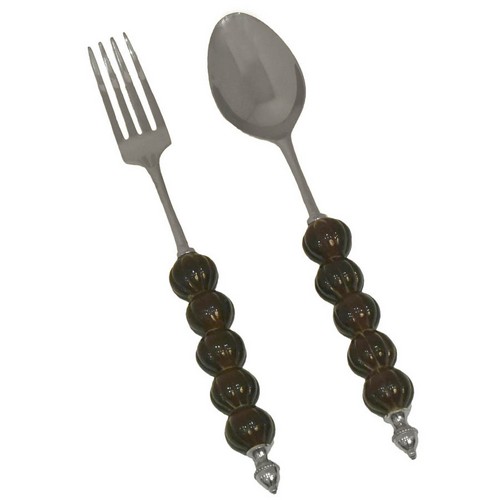 [103001025] S/2 Salad Serving Topaz (Black,Ebony/Stainless Steel)