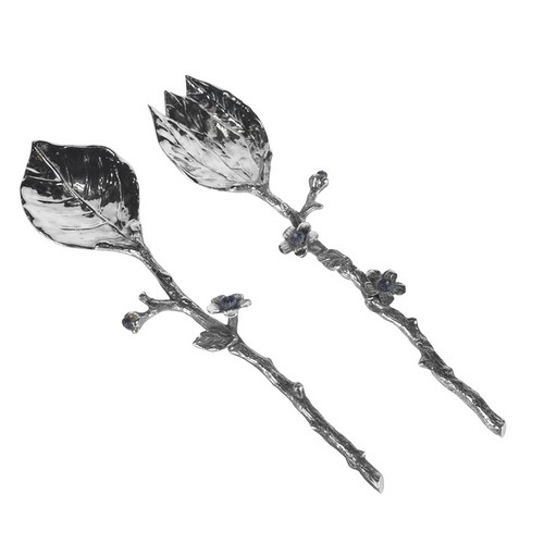 [103001007] S/2 Silver Plated Salad Server (Black,Ebony/Stainless Steel)