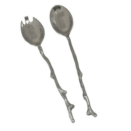 [101003209] S/2 Twig Salad Servers Brillante (Black,Ebony/Stainless Steel)
