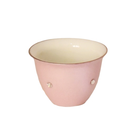 [102003063] S/6 Arabic Coffee Cup Cristal Swar+Platinum Rimrose (Gold/Rouge,25x25cm, Ceramic)