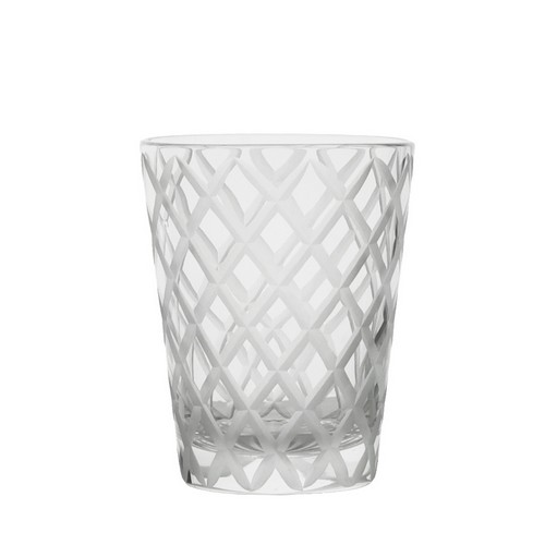 [101002127] S/6 Glasses Carving Cage (Tulips Red,12x20.5H, Glass)
