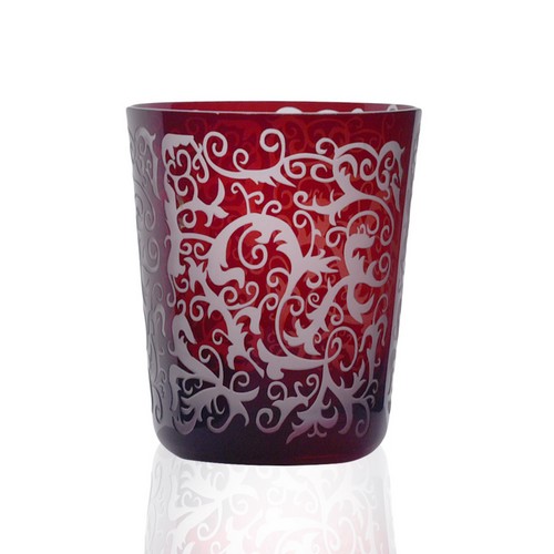 [101002198] S/6 Glasses Gm Embroidery Ruby (Clear,10x10x10H cm, Glass)