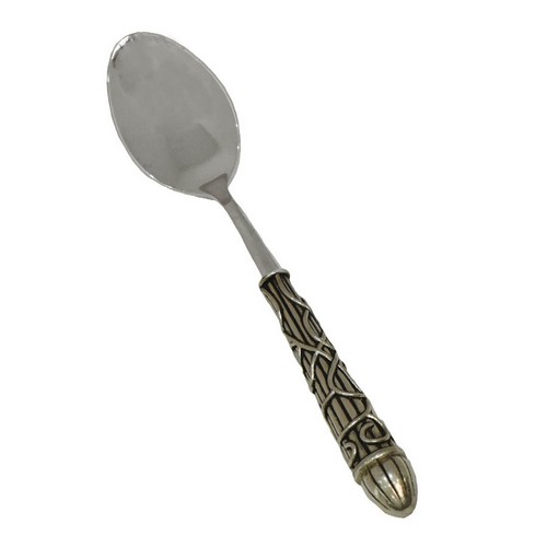 [103002069] Serving Spoon Aqua Silver Platted Handle (Silver,31x8, Stainless Steel)