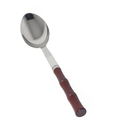 [103001087] Serving Spoon Couleur Borneo Rouge (Silver/Brown,32x6  32x3, Stainless Steel)
