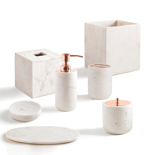 [104003802] Set Of 7 Pietra Marble Bathroom Set (Brown,Gemstone)