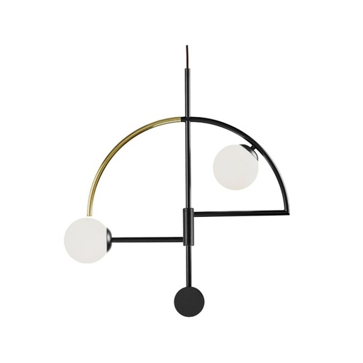 [207006005] Suspension Lamp (Black/Gold,W35XH50 CM, Metal)