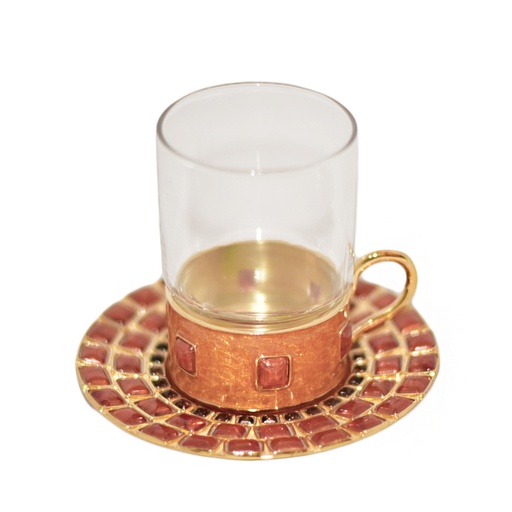 [102002009] Tea Set - (Spoonsaucerholder Glass) (Gold,Brass)