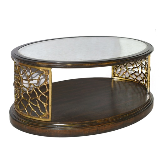 [202001188] Twinings Cocktail Table (Brown/Gold,137x89x58, Wood/Metal)