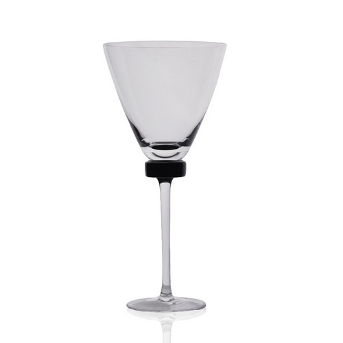 [101002074] Verre Eau Pied Anneau Noir (Clear,9x9x24H cm, Glass)