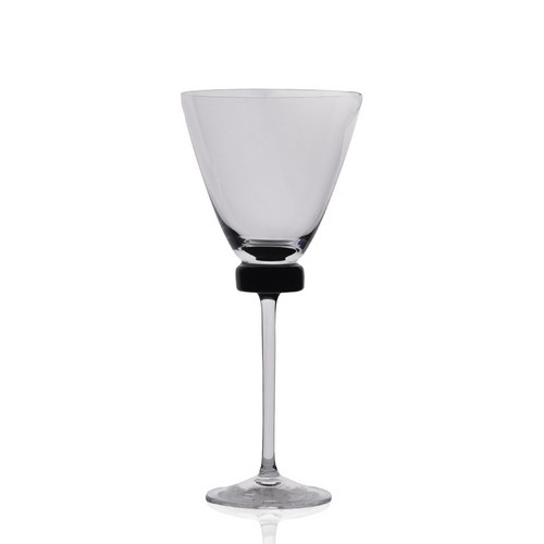 [101002012] Verre Vin Pied Anneau Noir (Clear,7x14.5H CM, Crystal)