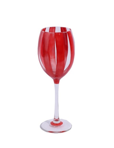 [101002213] Wht Jungl Red Vert Stripe (Clear black glass,9x9x17H cm, Crystal)