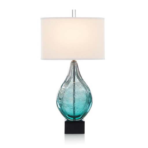 [110001476] Azure Art Glass Table Lamp (Nickel,22X40X35 H CM, Nickel/Metal)