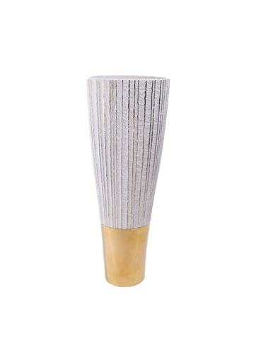 [1070022497] Vase (Gold/White,12x12x57H cm, Ceramic)
