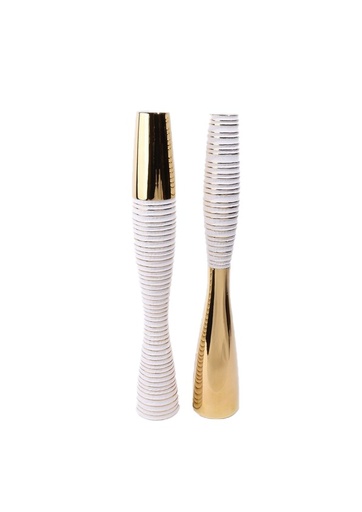 [1070022502] S/2 Vase (Gold,21x15x57HCM, Matte/Glaze)