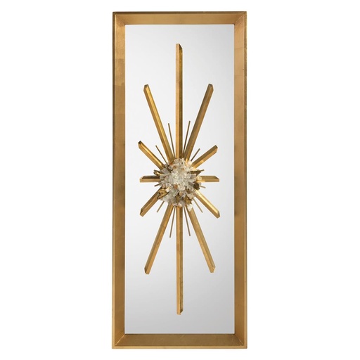 [208001198] Golden Crystal Burst Mirror I
 (Silver/White,85X97X102, Upholstered)