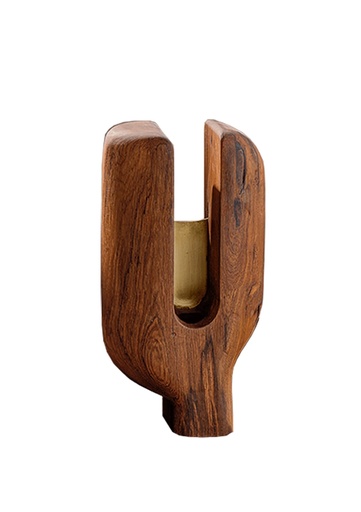[1070022529] Vase Idika 04 (Black/White,Wood/Brass)
