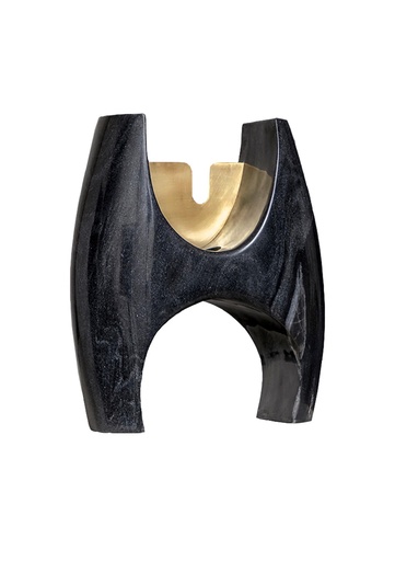 [1070022532] Vase Ira 03 (Black/White,67x10x30H CM, Marble)