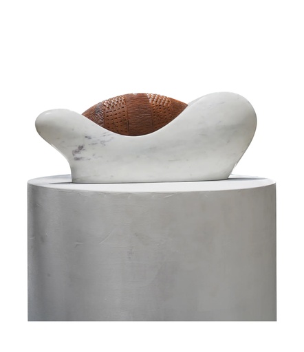 [1070022533] Vase Ila 01 (Wood,15.9x19.1x8.9, Wood/Brass)