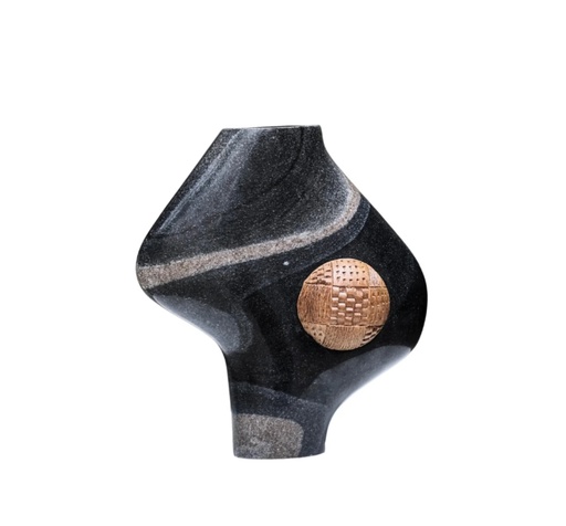 [1070022534] Vase Ila 02 (Black/White,15x46x12H CM, Marble)
