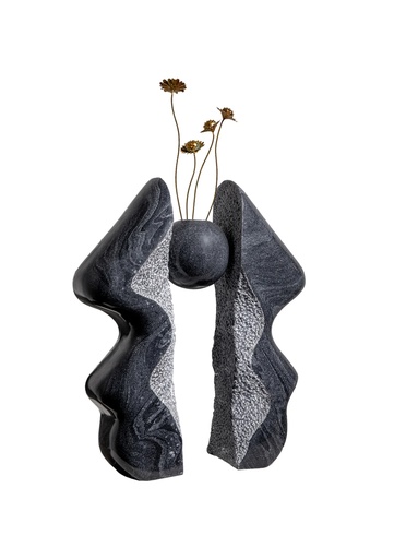 [1070022535] Vase Ilisha 01 (Black/Grey,7x19x20 H CM, Stone)