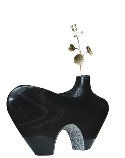 [1070022537] Sculpture Ilisha 05 (Black/Grey,7x19x20 H CM, Stone)