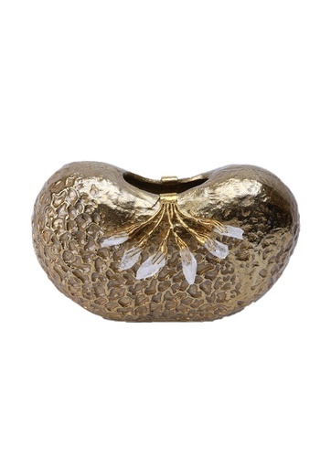 [1070022542] Quartz Embellished Pod (Brass/Cream,35x18x60 H CM, Brass)