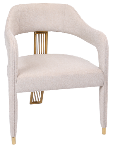 [206001101] Dining Chair In Cream Fabric (Bronze,W34xH45, Brass)