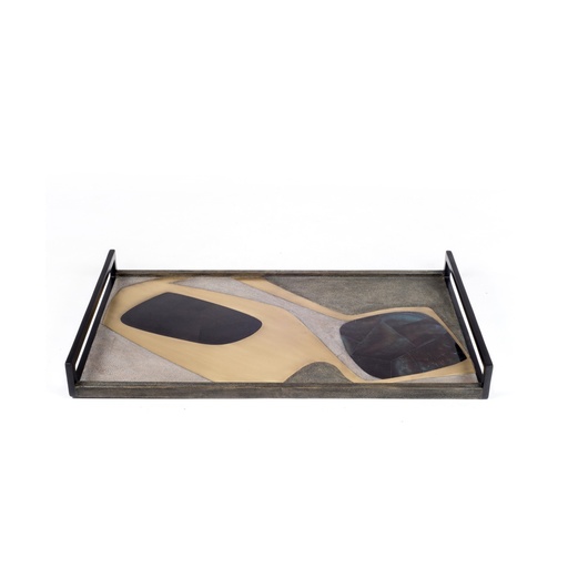 [102004423] Tray M Cosmo Pattern Dark (Natural rattan,112x112x41H CM, Stn12 Stone)