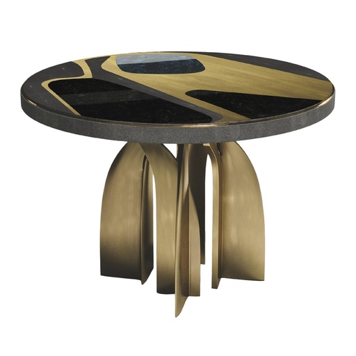 [202001391] Breakfast Table Cosmo Pattern Dark (Brass,55x60 CM, Upholstered)