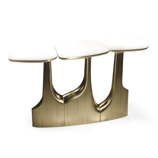 [202004163] Triptych Console Shagreen (Black/Green,3SS-220x74x75H 1SS-112x94x75H CT-90x90x40H CM, Powder Coated Aluminum Frame)