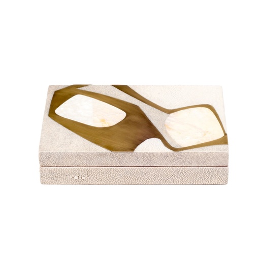 [107012352] Box Cosmo Pattern Light (Cream,15x22x5 H CM, Wood/Shagreen)
