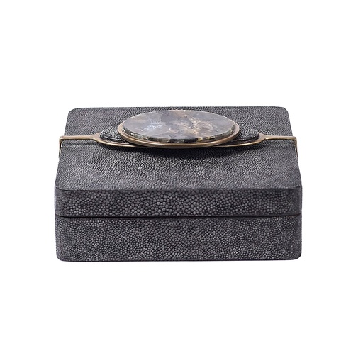 [107012354] Box Coal Black Shagreen, Smokey Black Quartz (Cream/Bronze,DIA32xH46, Shagreen)