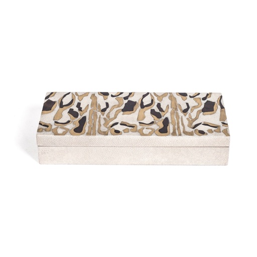 [107012355] Box Leopard Pattern Light (Cream,15x22x5 H CM, Wood/Shagreen)