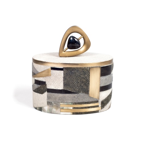 [107012356] Box Block Pattern (Cream/Black,14x30x6 H CM, Wood)