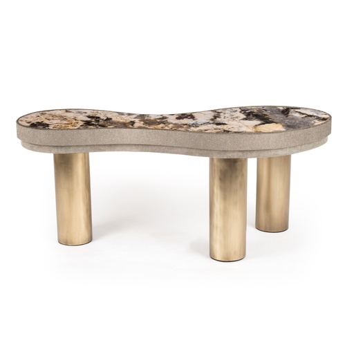 [202001392] Constellation Coffee Table Patagonia Stone (Black,8x18x25 H CM, Bronze-Patina/Brass)