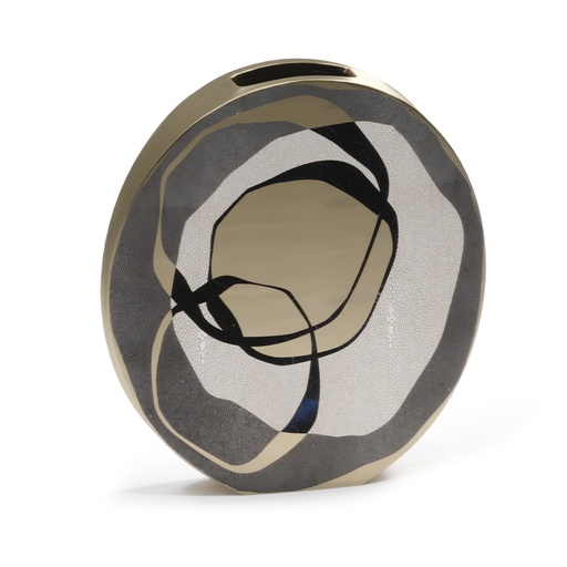 [1070022555] Rose Circular Vase L  Mix Pattern (Brass/Black,5x16x55 H CM, Brass)