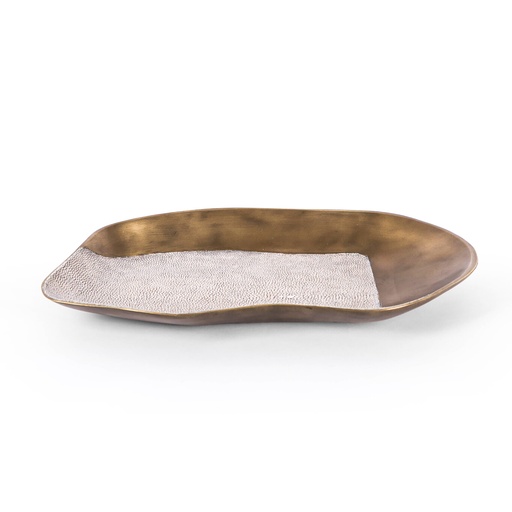 [10200110159] Bowl Xl Cream Shagreen (Brass/White,7x5x27 H CM, Bronze-Patina/Brass)