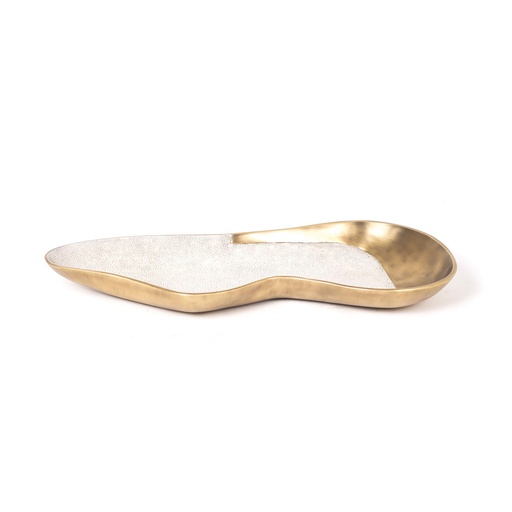 [10200110160] Bowl L Cream Shagreen (Cream,15x22x5 H CM, Wood/Shagreen)