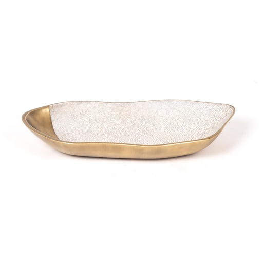 [10200110161] Bowl S Cream Shagreen (Dark,5x16x35 H CM, Bronze-Patina/Brass)